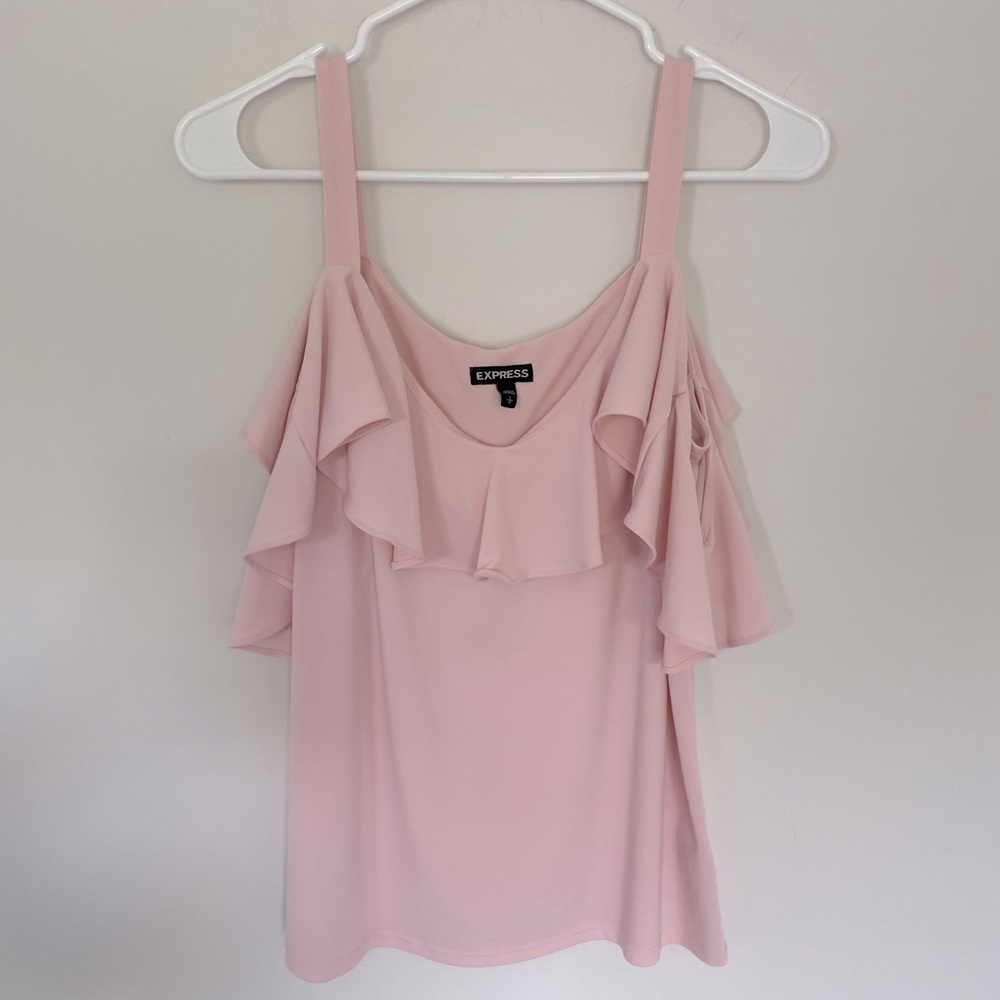 Express Pink Ruffle Tank Top size Small